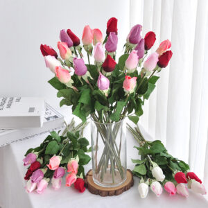 45cm Real Touch Single stem Artificial Rose Bud Flower