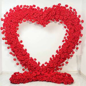 2.4*2.4m(8*8ft) Red Fabric base Artificial Flower Heart Shaped Flower Arch
