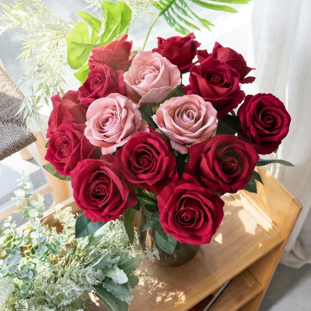51cm Velvet Single Stem Artificial Rose Flower