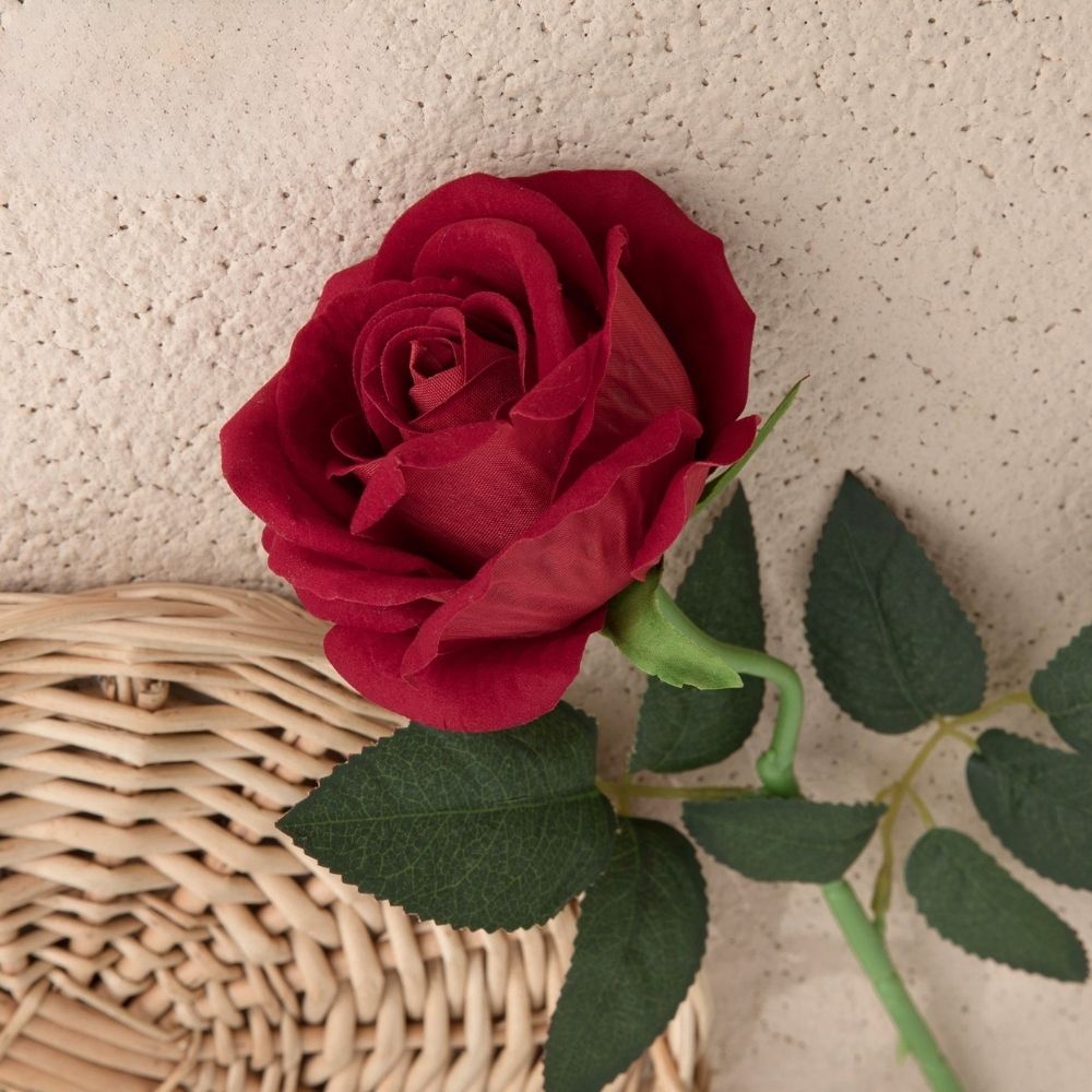 51cm Velvet Single Stem Artificial Rose Flower