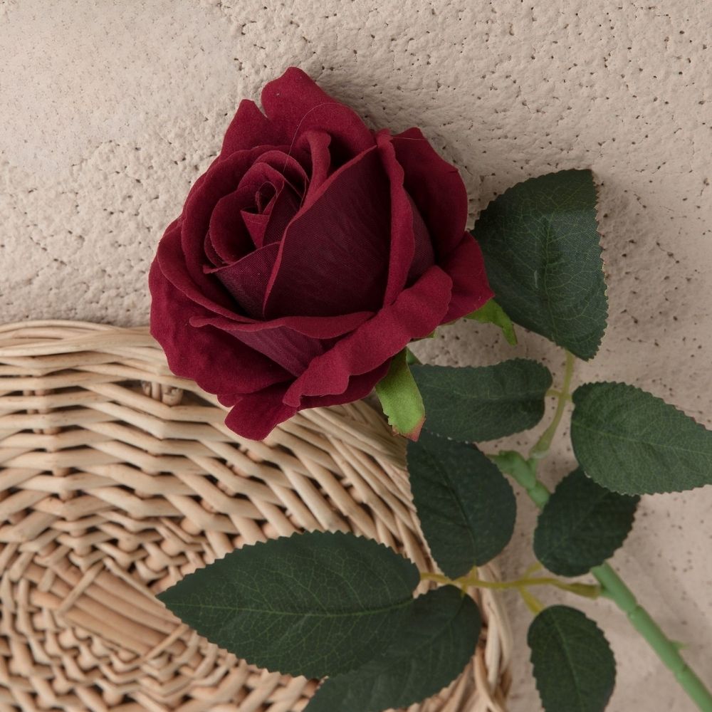 51cm Velvet Single Stem Artificial Rose Flower