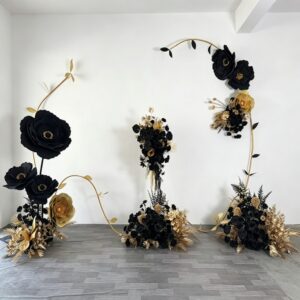 Black&Gold Hanging Flower Arrangement Set Flower Ball