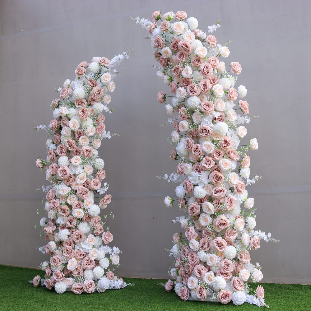 2.3+2.1m Champagne Artificial Flower Horn Arch