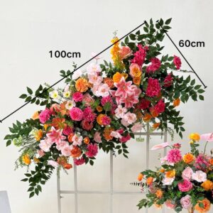 Pink&Orange Artificial Flower Ball Bridal Bouquet Floral Arrangement Set - Image 6