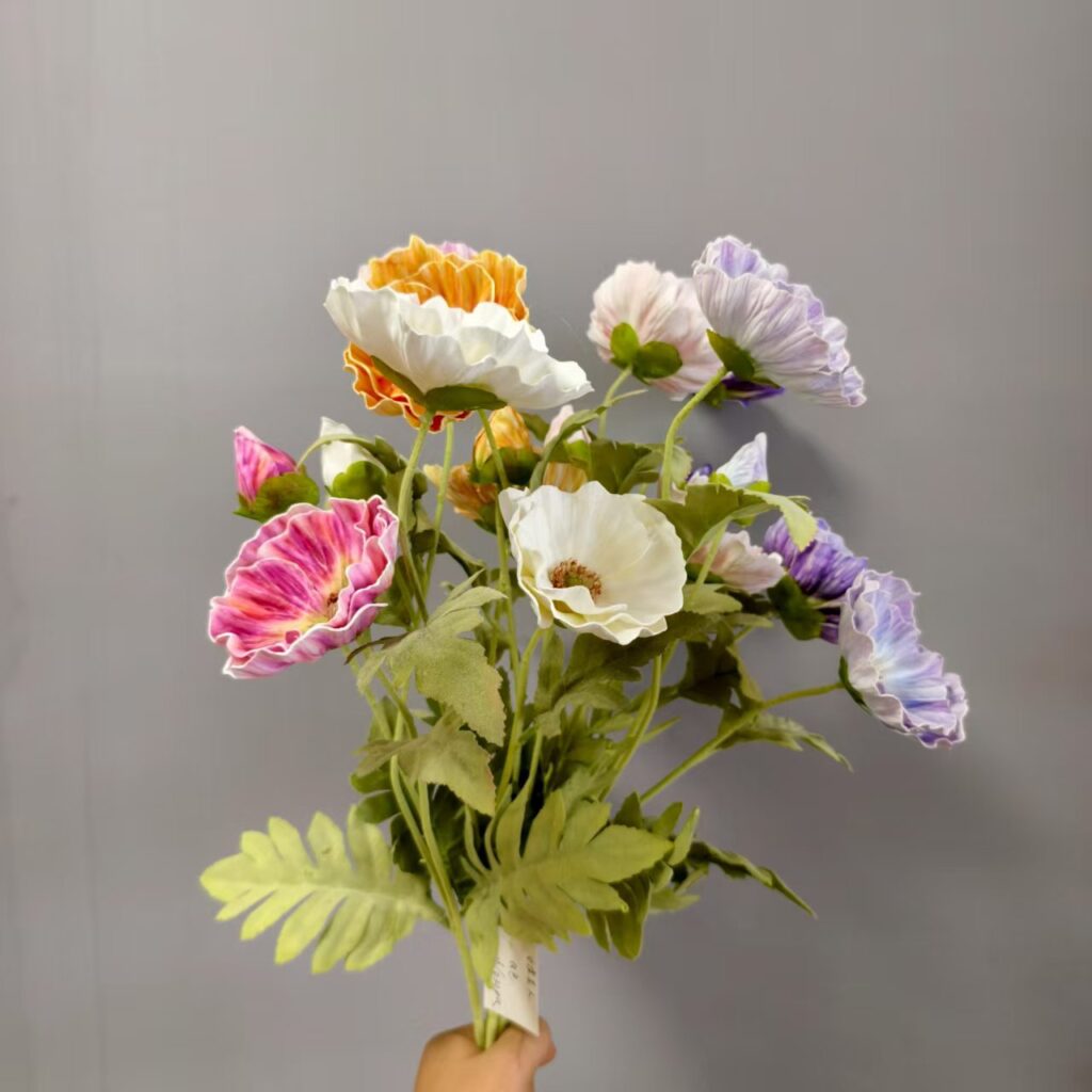 68cm Pu 3-Head Artificial Poppy Flower