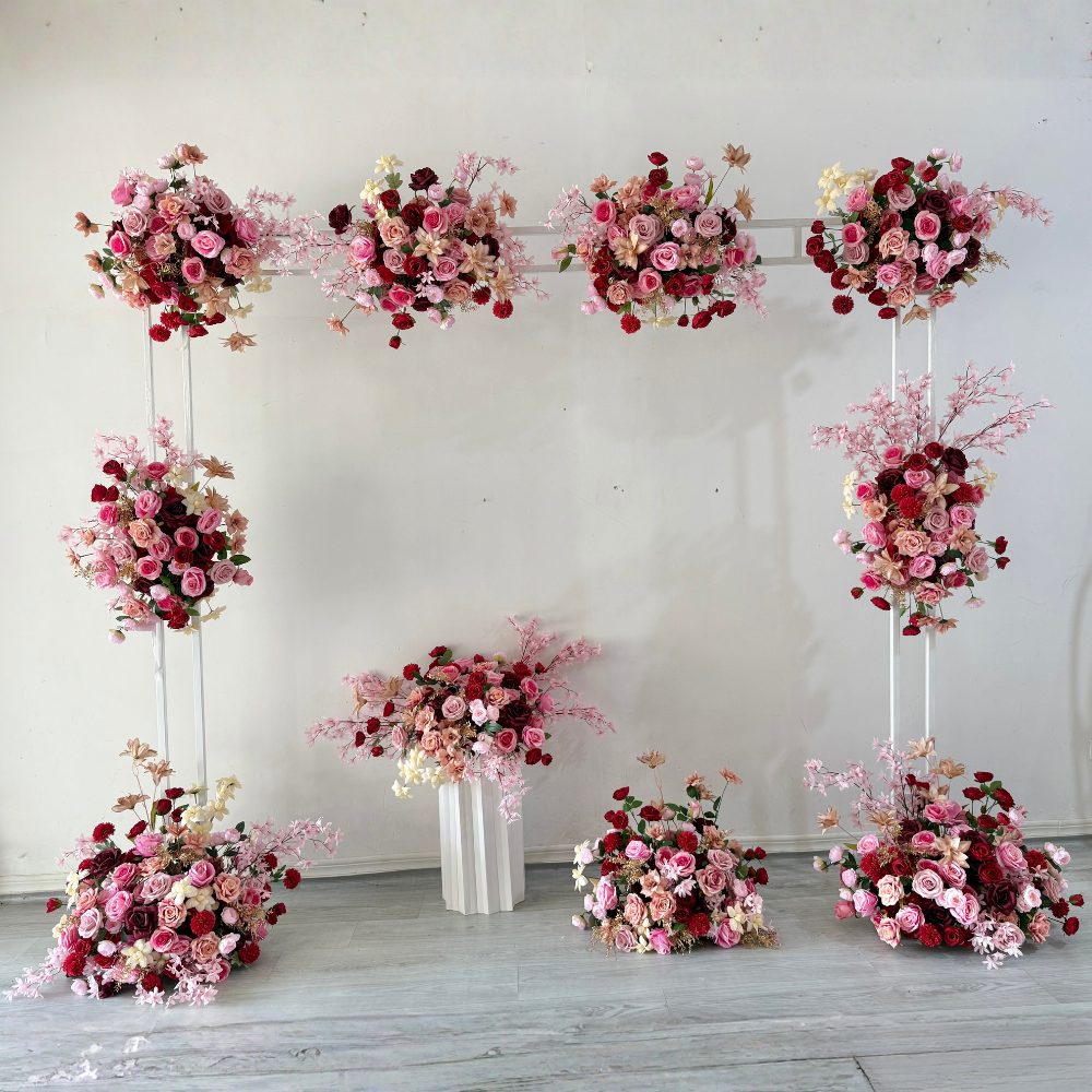 Red&Pink Hanging Flower Arrangement Set Flower Ball