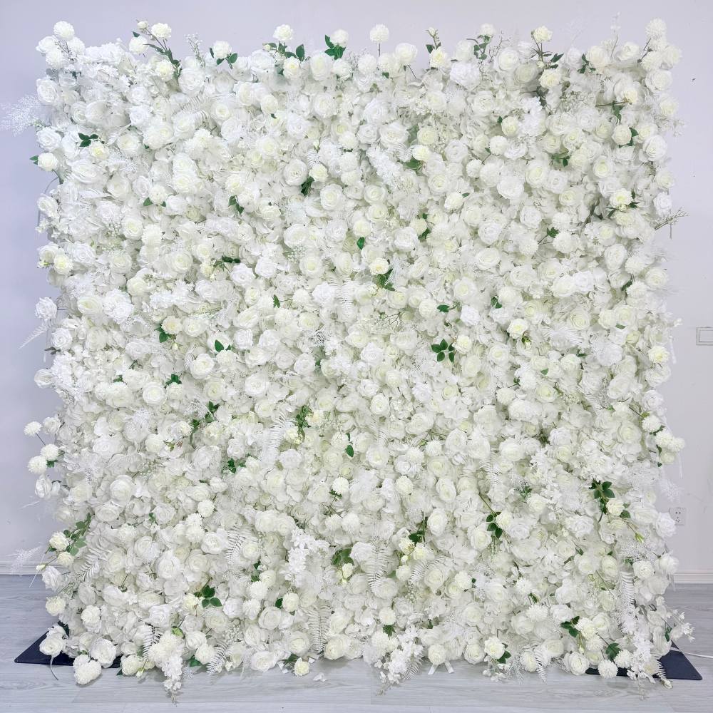 2.4*2.4m(8*8ft) Fabric Base White Artificial Flower Wall