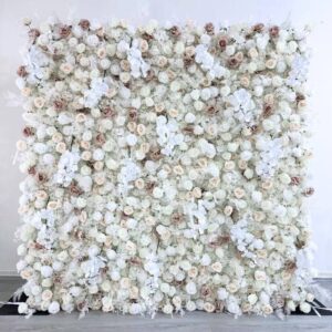 2.4*2.4m(8*8ft) Champagne&White Artificial Flower Wall