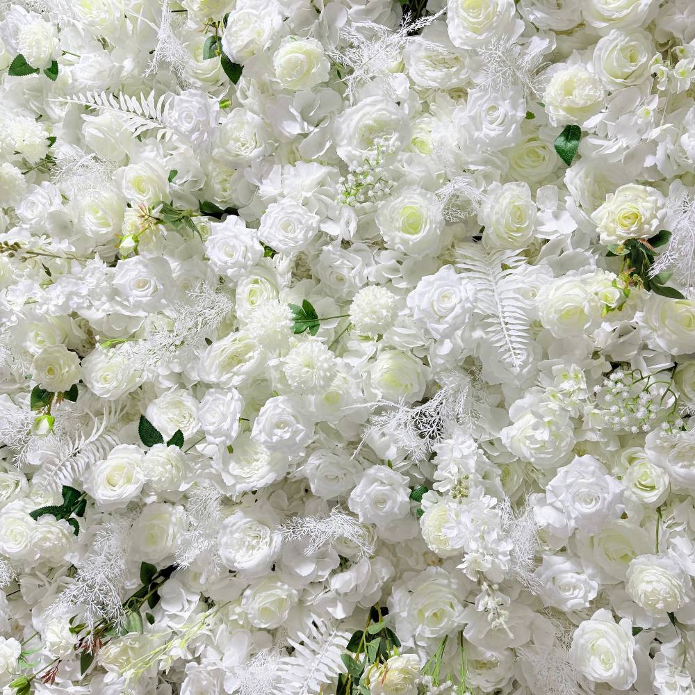 2.4*2.4m(8*8ft) Fabric Base White Artificial Flower Wall