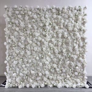 2.4*2.4m(8*8ft) Fabric Base White Artificial Flower Wall - Image 4