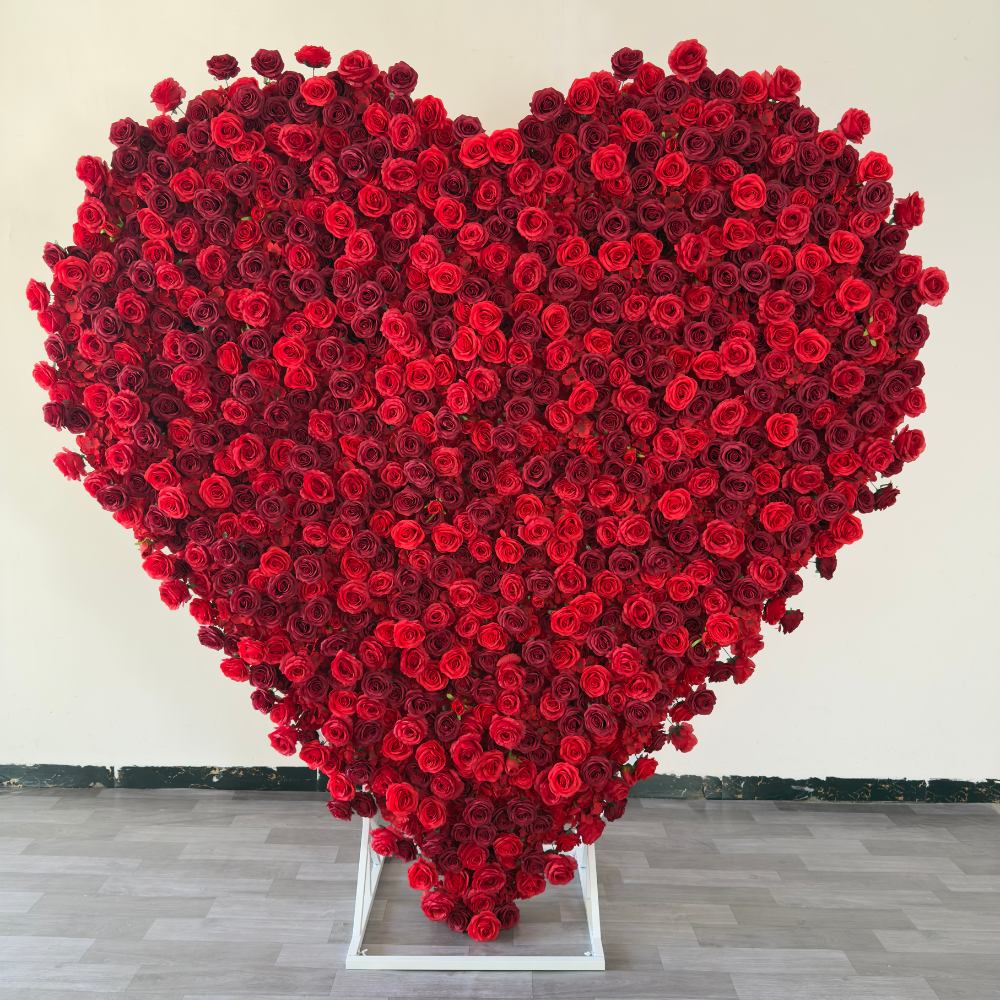 2.4*2.4(8*8ft) Red Heart Shaped Flower Wall