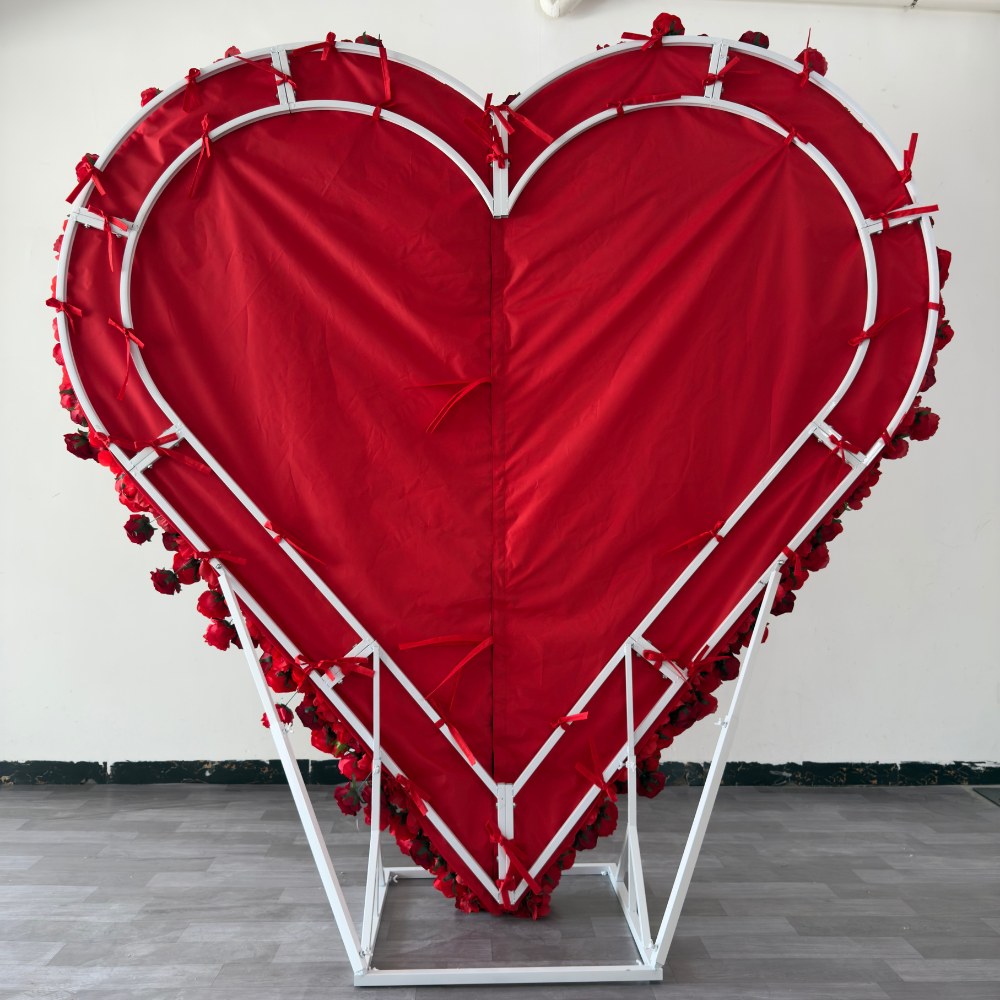 2.4*2.4(8*8ft) Red Heart Shaped Flower Wall