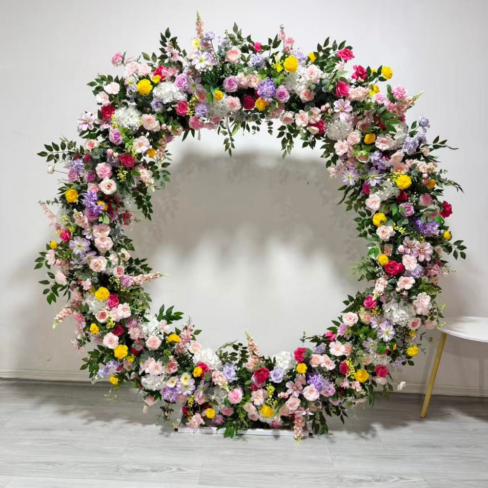 2*2m Colorful Artificial Flower Round shaped Arch Hanging Flower Arrangement