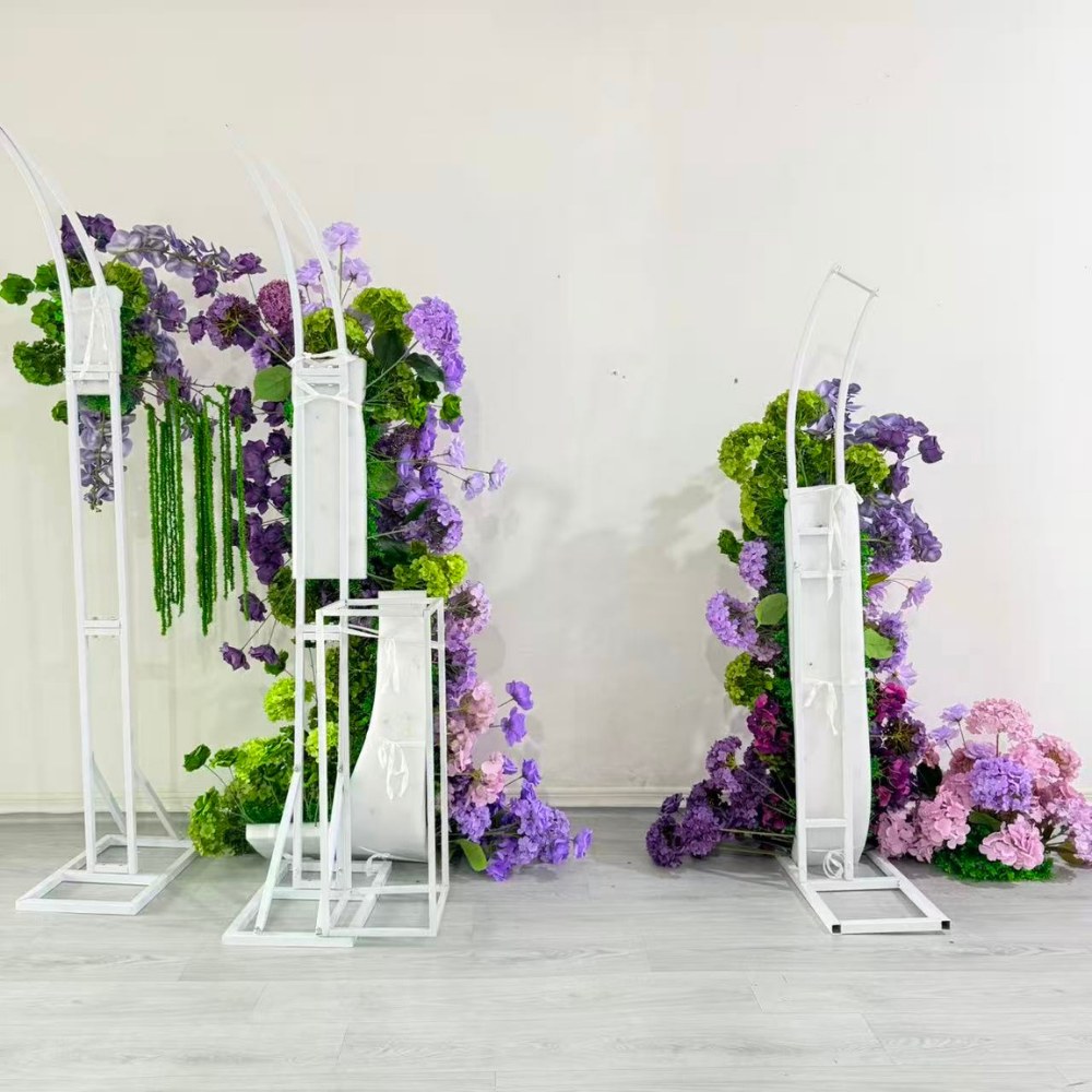 1.5*1.4m Purple&Green Flower Arch Hanging Flower Arrangement