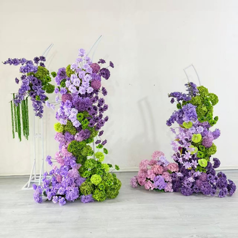 1.5*1.4m Purple&Green Flower Arch Hanging Flower Arrangement