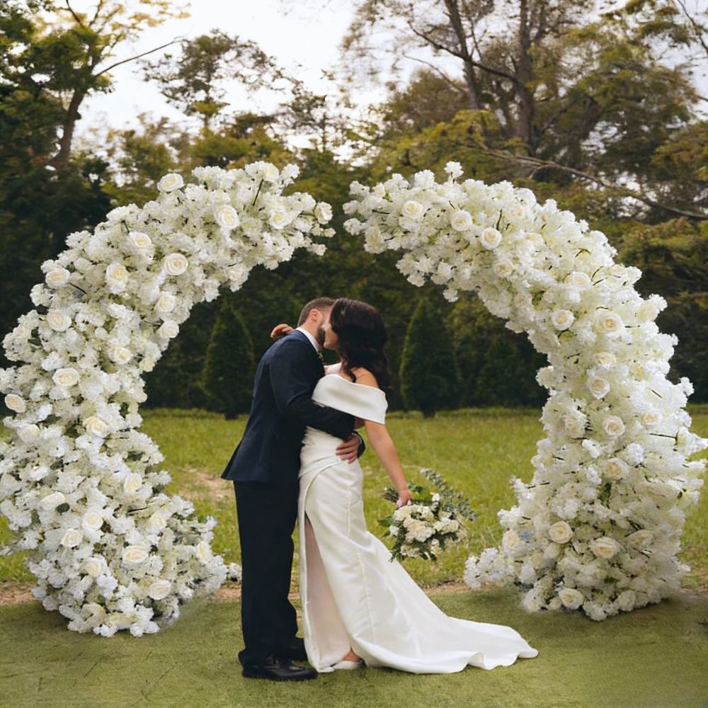 2*2M White Artificial Cherry Blossom Horn Arch