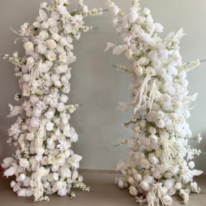 2M White Artificial Flower Horn Arch