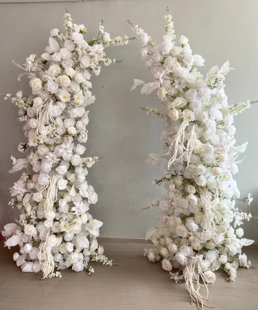 2M White Artificial Flower Horn Arch