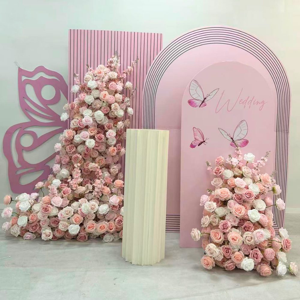 1.8*1.2m Pink Artificial Flower Arch