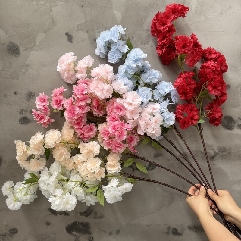 100cm 5-Branched Silk Artificial Cherry Blossom Flower Stem