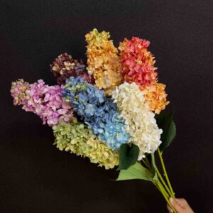 80cm Silk Burnt Edge Dried Style Artificial Conical Hydrangea Flower