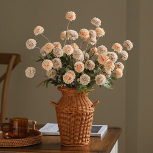51cm 5-Head Silk Artificial Pom Pom Chrysanthemum Flower
