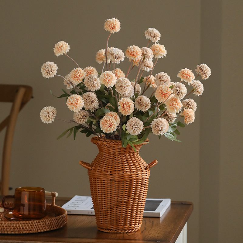 51cm 5-Head Silk Artificial Pom Pom Chrysanthemum Flower