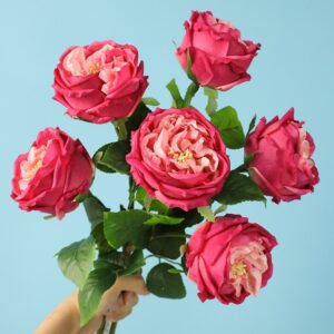 45cm Real Touch  Single Stem Artificial Austin Rose Flower