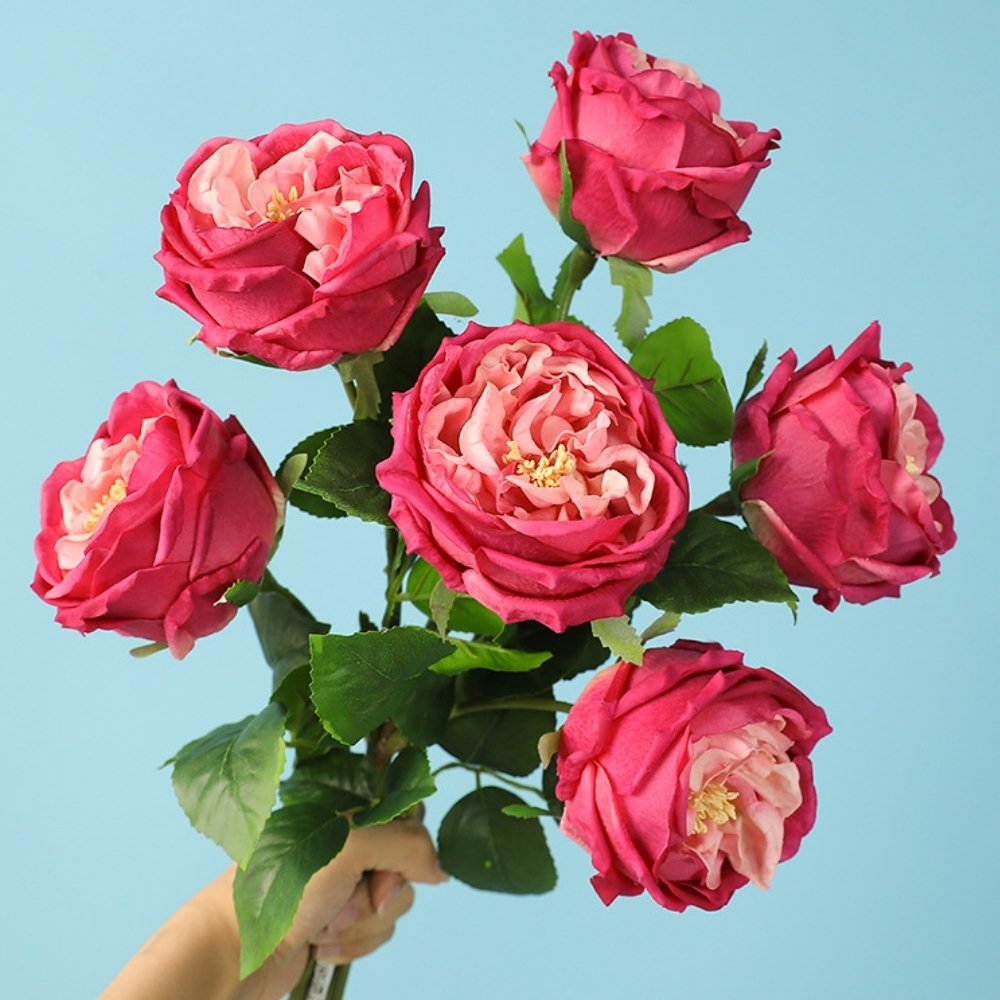 45cm Real Touch  Single Stem Artificial Austin Rose Flower