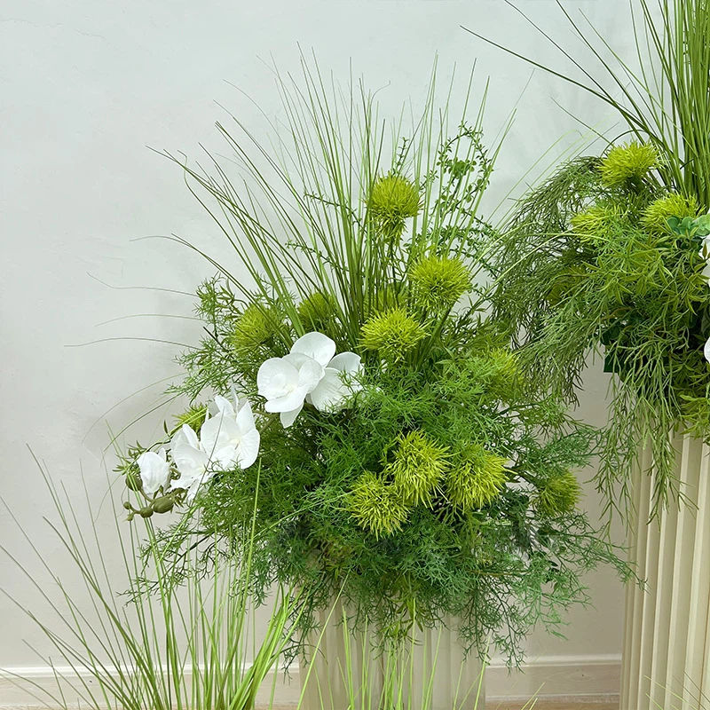 Green Plants White Orchid Flower Runner Aisle Floor Floral Row
