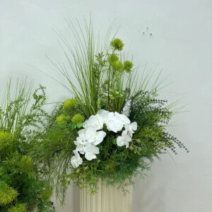 Green Plants White Orchid Flower Runner Aisle Floor Floral Row - Image 4