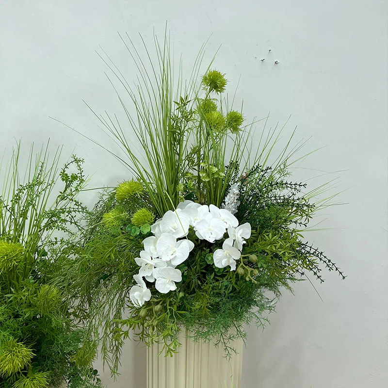 Green Plants White Orchid Flower Runner Aisle Floor Floral Row