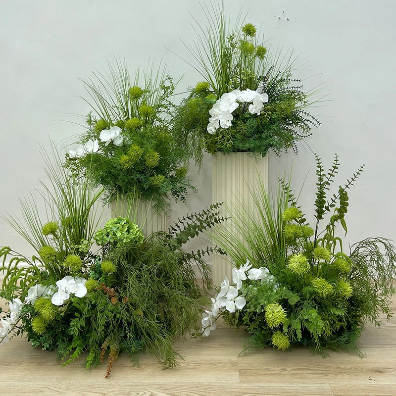 Green Plants White Orchid Flower Runner Aisle Floor Floral Row