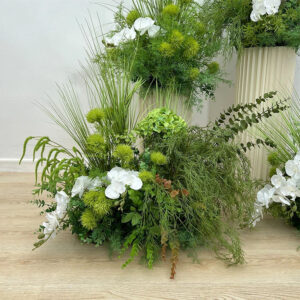 Green Plants White Orchid Flower Runner Aisle Floor Floral Row - Image 2