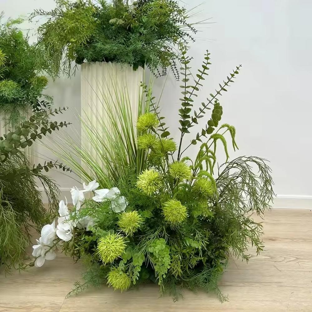 Green Plants White Orchid Flower Runner Aisle Floor Floral Row