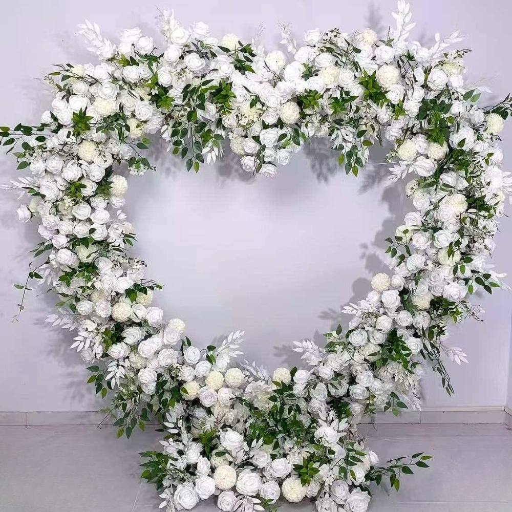 2*2m White&Green Artificial Flower Heart Shaped Arch