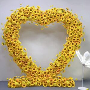 2.4*2.4M Yellow Artificial Sunflower Heart Shaped Arch