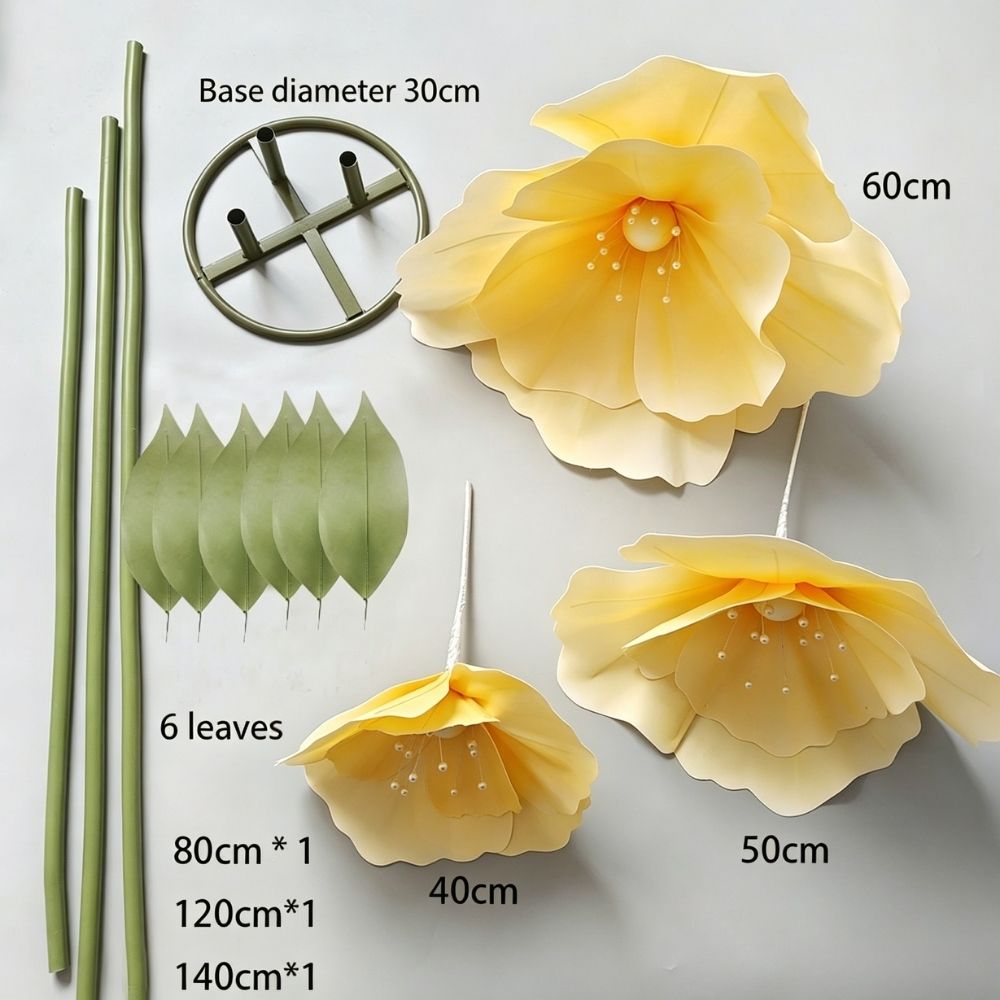 80\120\140cm 3-Head PU Artificial Giant Flowers