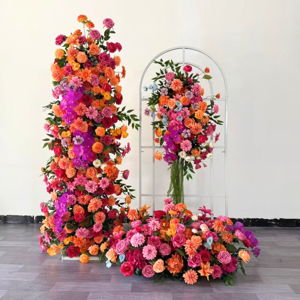 1.8m Pink&Orange Artificial Flower Arch Flower Row Hanging Flower Arrangement