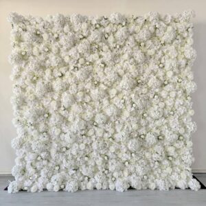 2.4*2.4m(8*8ft) Fabric Base White Artificial Flower Wall - Image 5
