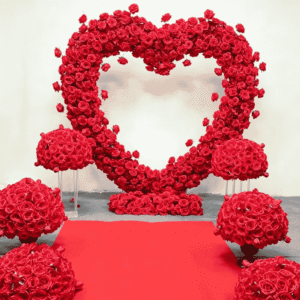 2*2m Red Artificial Flower Heart Shaped Arch - Image 2