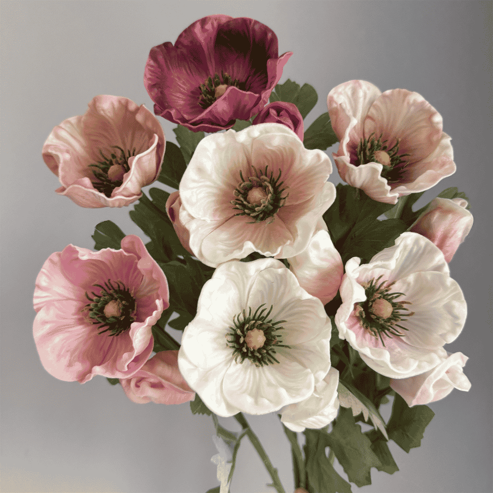 50cm PU 2-Head Artificial Poppy Flower