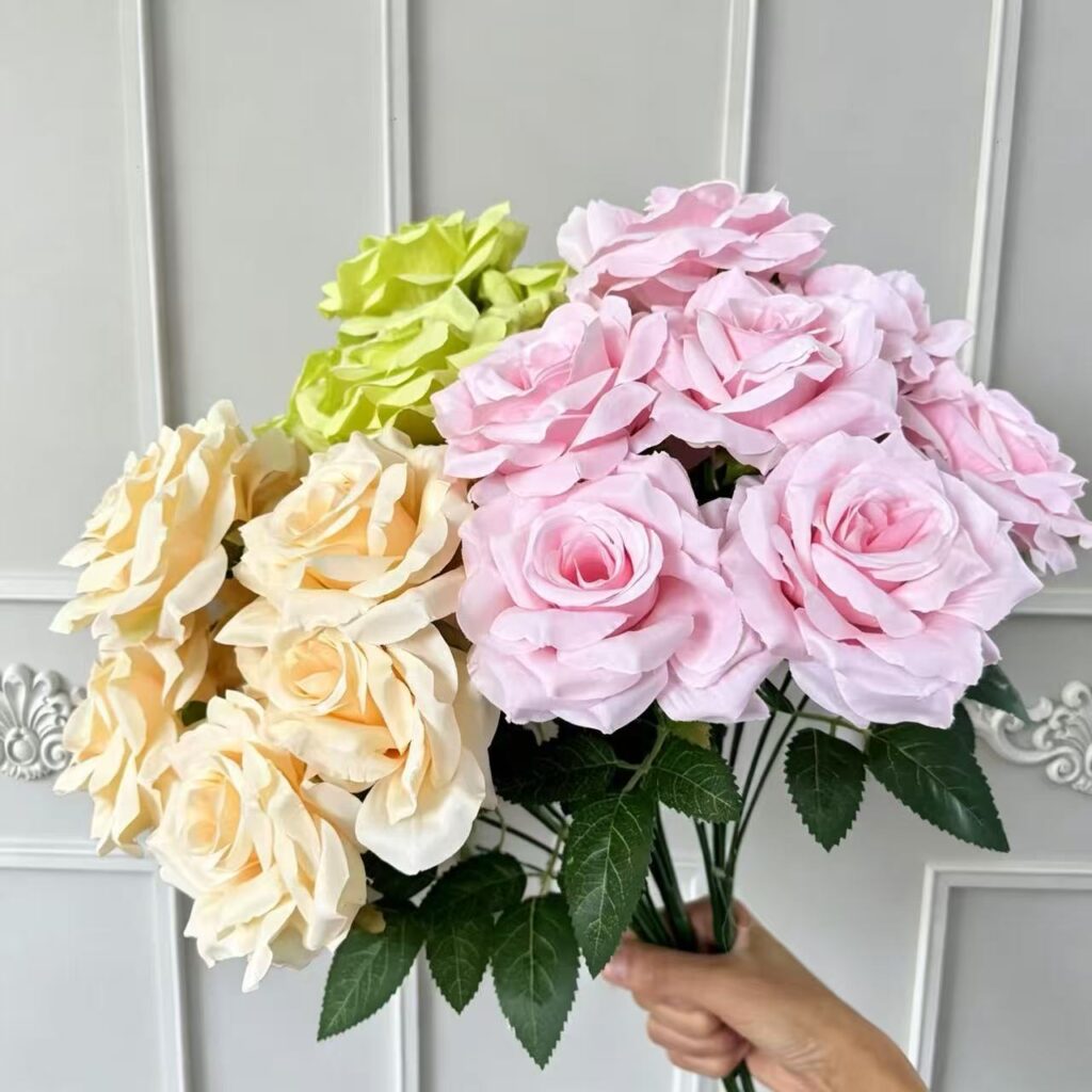 40cm 9-Head Silk Artificial Rose Flower Bouquet