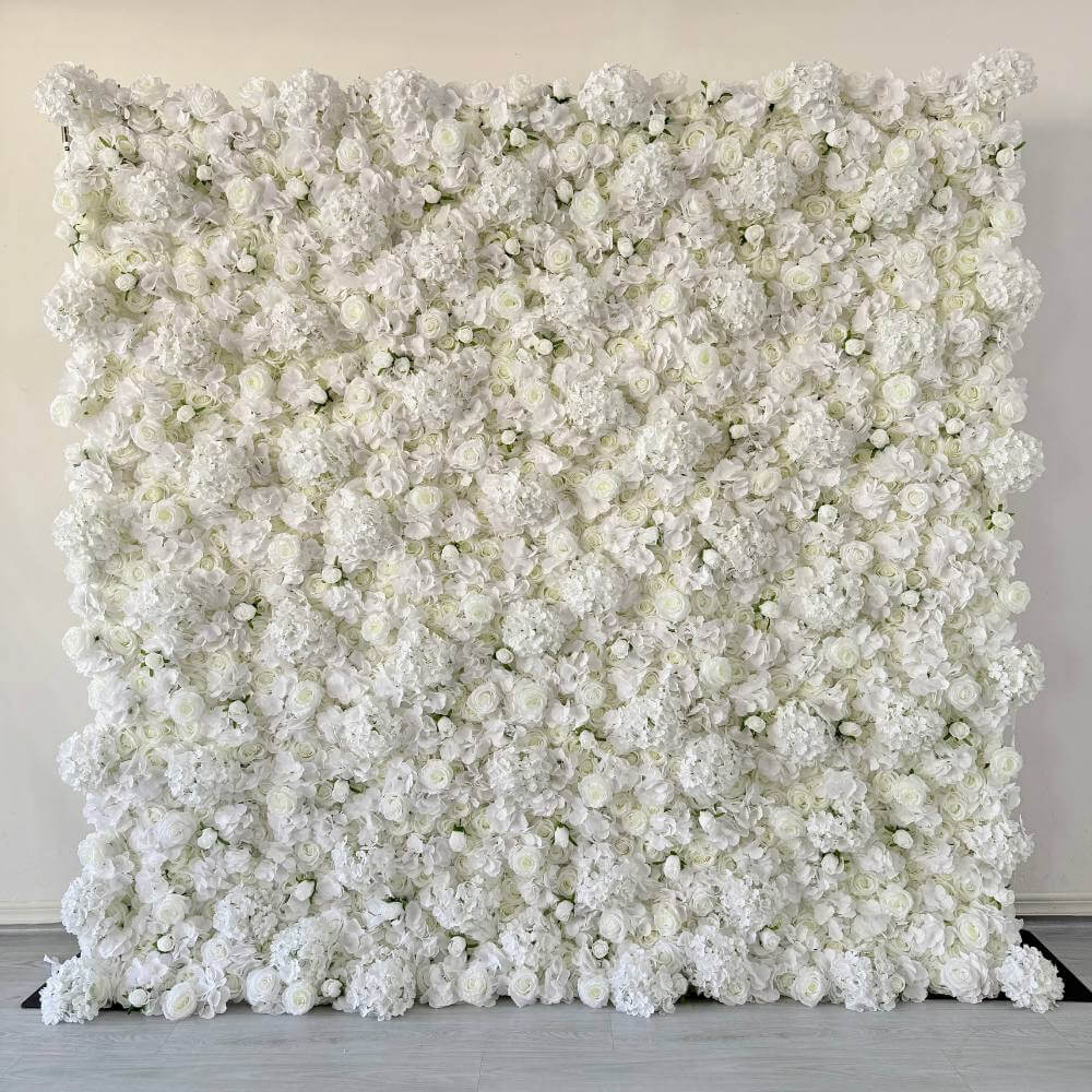 2.4*2.4m(8*8ft) White Artificial Hydrangea&Rose Flower Wall