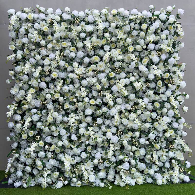 2.4*2.4m(8*8ft) Green&White Artificial Flower Wall Event Backdorp Panel