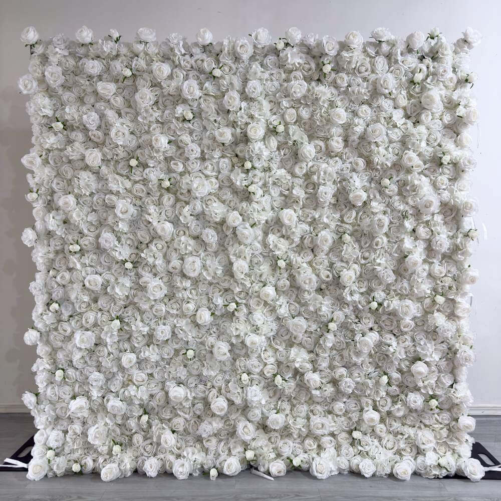 2.4*2.4m(8*8ft) White Artificial Rose Flower Wall