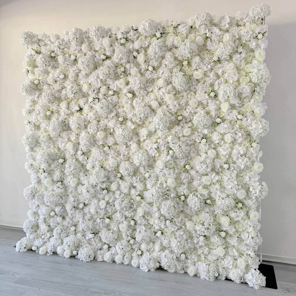 2.4*2.4m(8*8ft) White Artificial Hydrangea&Rose Flower Wall