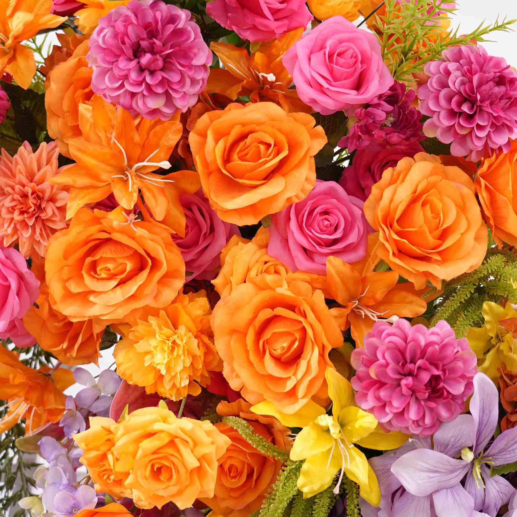 Orange Pink Purple Artificial Flower Arrangement Set - Image 2