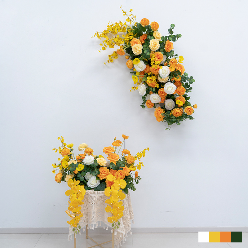 Yellow Series Wall Flower Row & Table Centerpiece Floral Decor