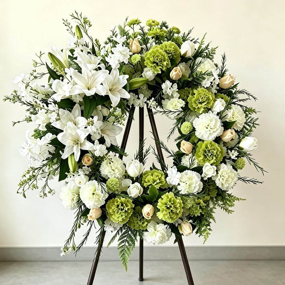 55cm Silk Artificial Flower Funeral Wreath for Grave Headstone Flower Decoration